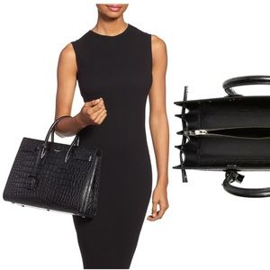 SAINT LAURENT SMALL SAC DE JOUR CROC EMBOSSED TOTE